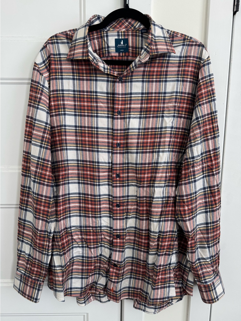 johnnie-O Hangin’ Out Knick Button Down Long Sleeve Men’s Plaid Shirt in Pumpkin